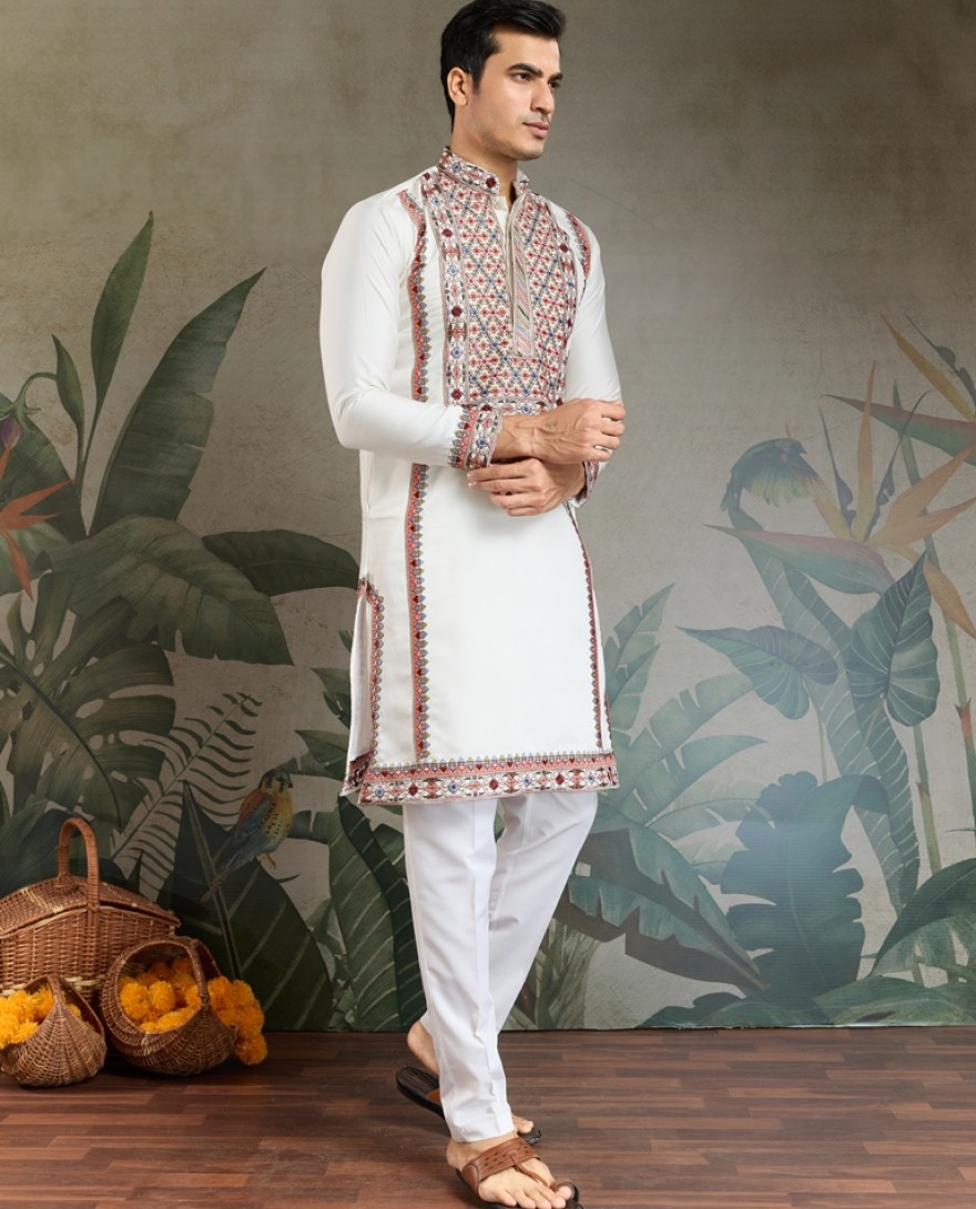 61303-white - Colors of Tradition – White Statement Kurtas for Every Celebration